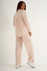 Cream pleated Co ord Set