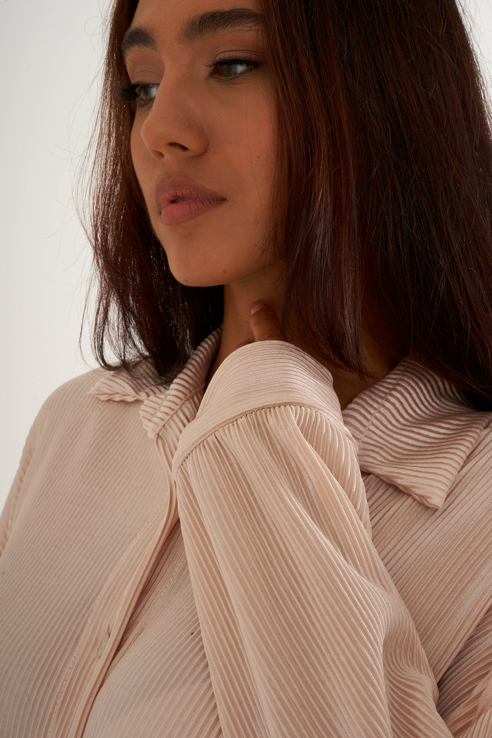 Cream pleated Co ord Set