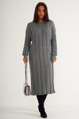 Grey Long knitted dress