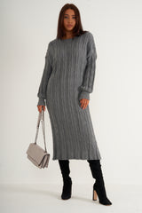 Grey Long knitted dress