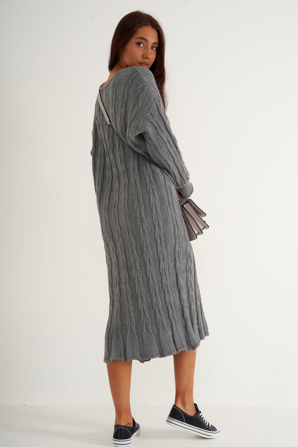 Grey Long knitted dress