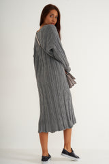 Grey Long knitted dress