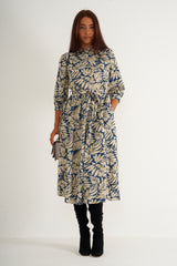 Cream print midaxi dress