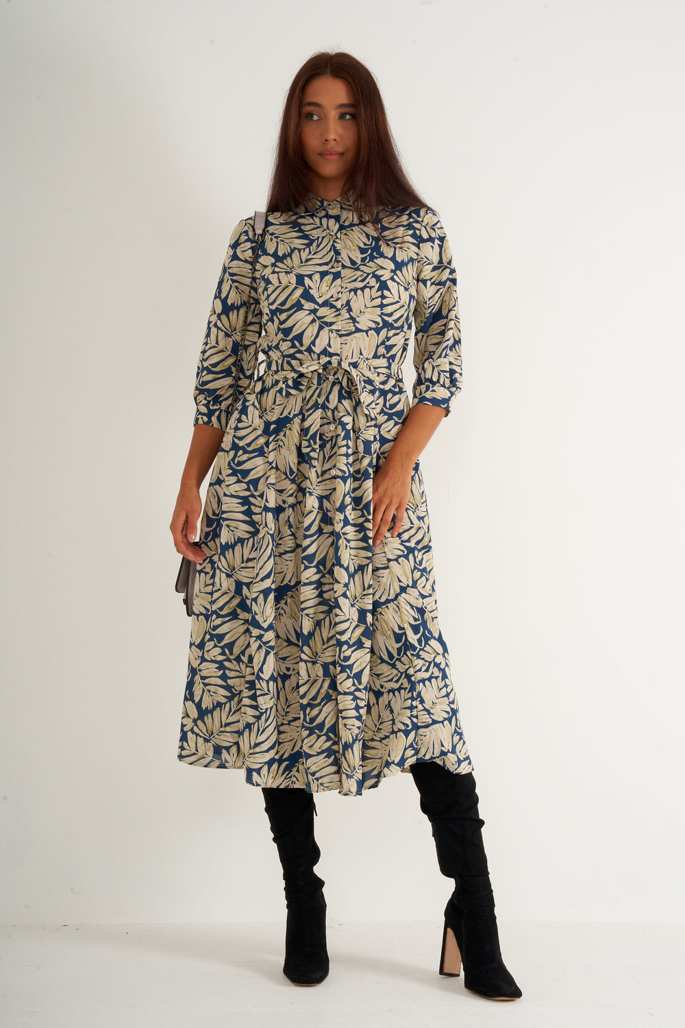 Cream print midaxi dress