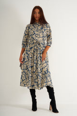 Cream print midaxi dress