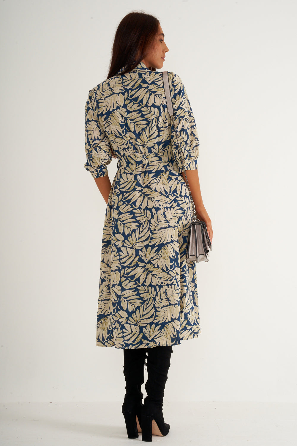 Cream print midaxi dress