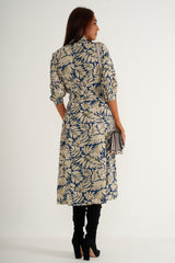 Cream print midaxi dress