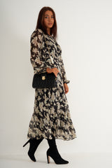 Black Chiffon Floral long dress