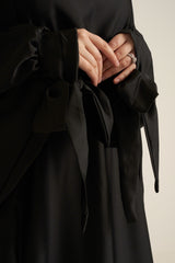 Black Satin 2 Piece Abaya Set