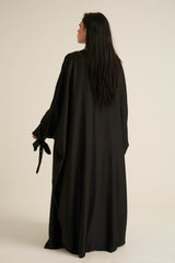 Black Satin 2 Piece Abaya Set