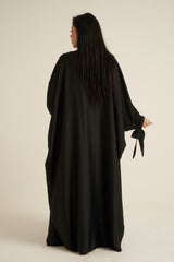 Black Satin 2 Piece Abaya Set