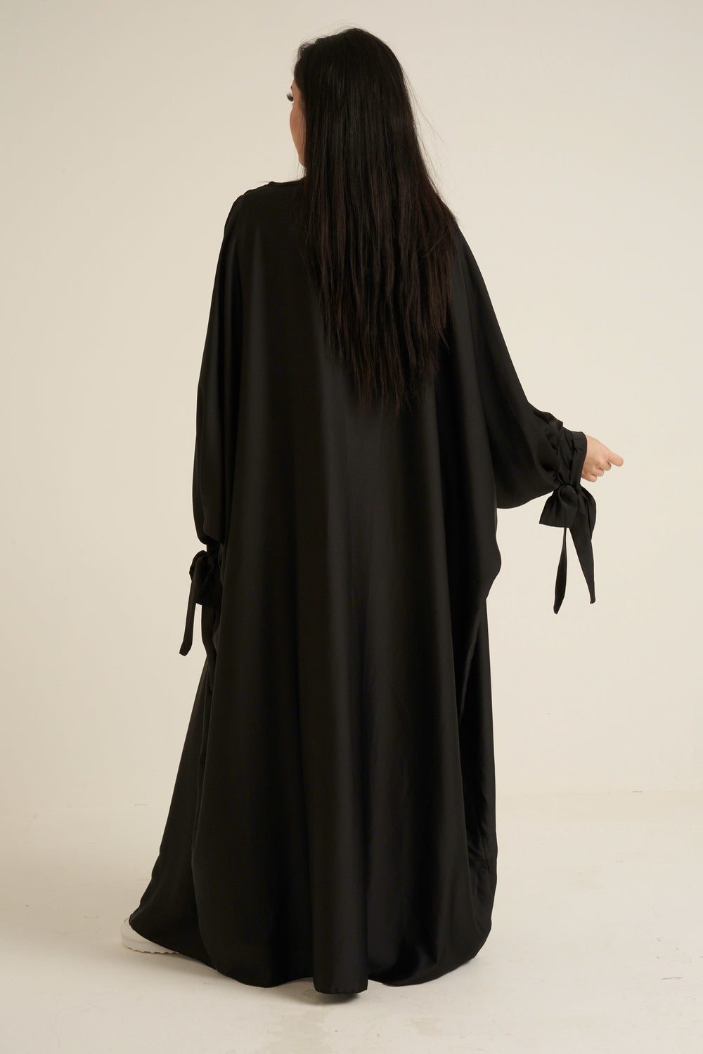 Black Satin 2 Piece Abaya Set