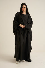 Black Satin 2 Piece Abaya Set