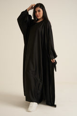 Black Satin 2 Piece Abaya Set