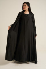 Black Satin 2 Piece Abaya Set