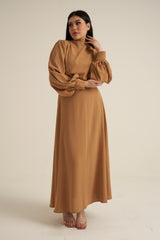 Camel 2 Piece Studded Maxi Skirt and Blouse Set