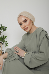 Aversa Khaki Green Long Sleeve Maxi dress