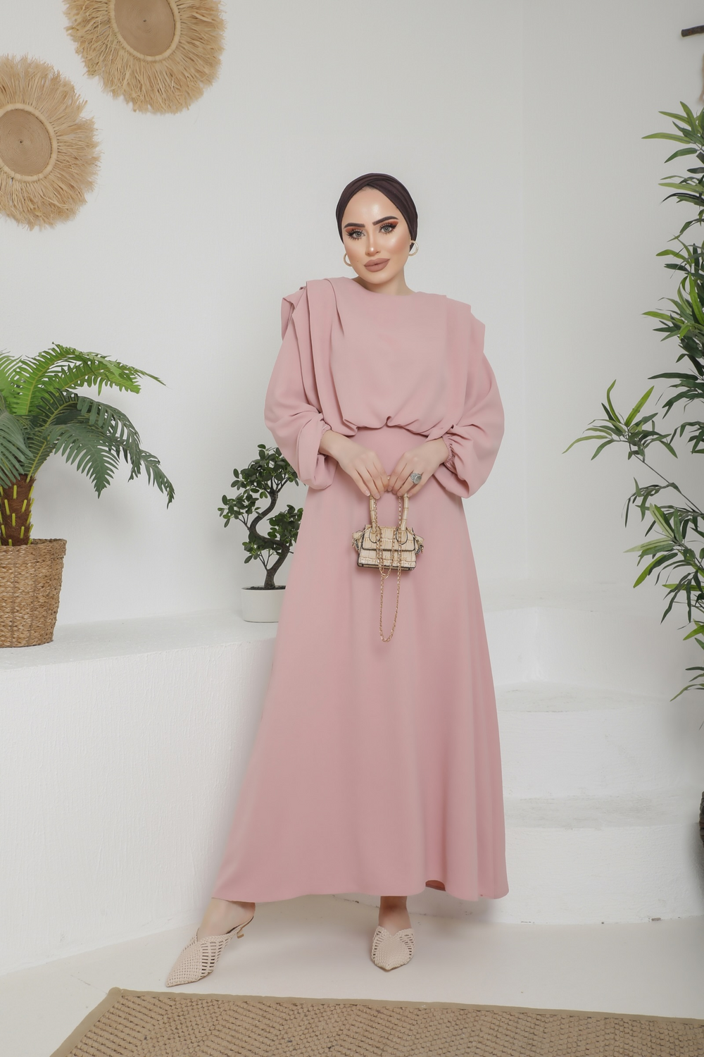 Aversa Pink Long Sleeve Maxi dress
