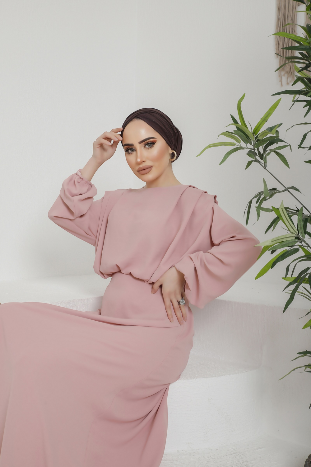 Aversa Pink Long Sleeve Maxi dress