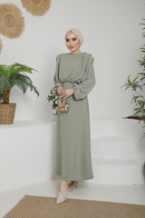 Aversa Khaki Green Long Sleeve Maxi dress