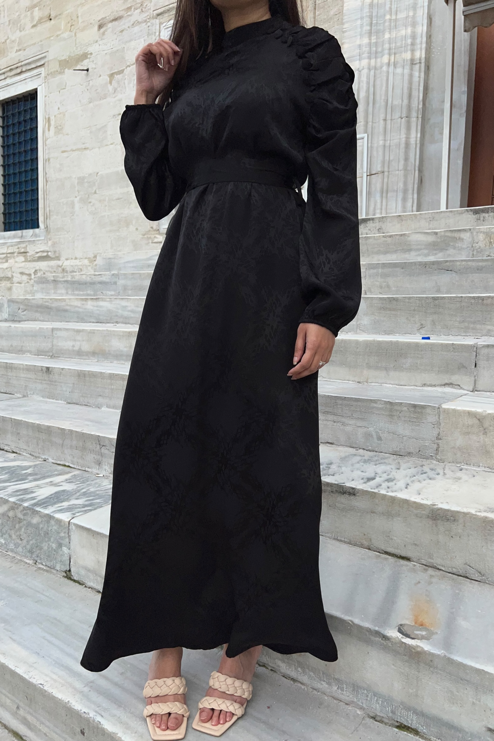 Verona Black Long Sleeve Maxi dress
