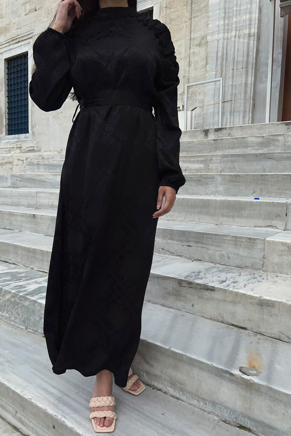 Verona Black Long Sleeve Maxi dress