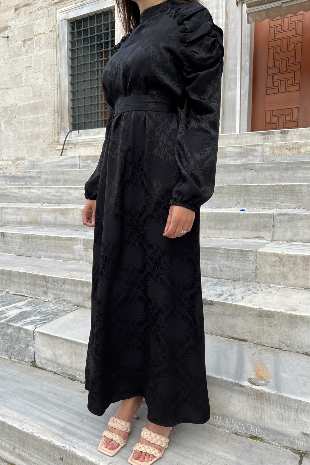 Verona Black Long Sleeve Maxi dress