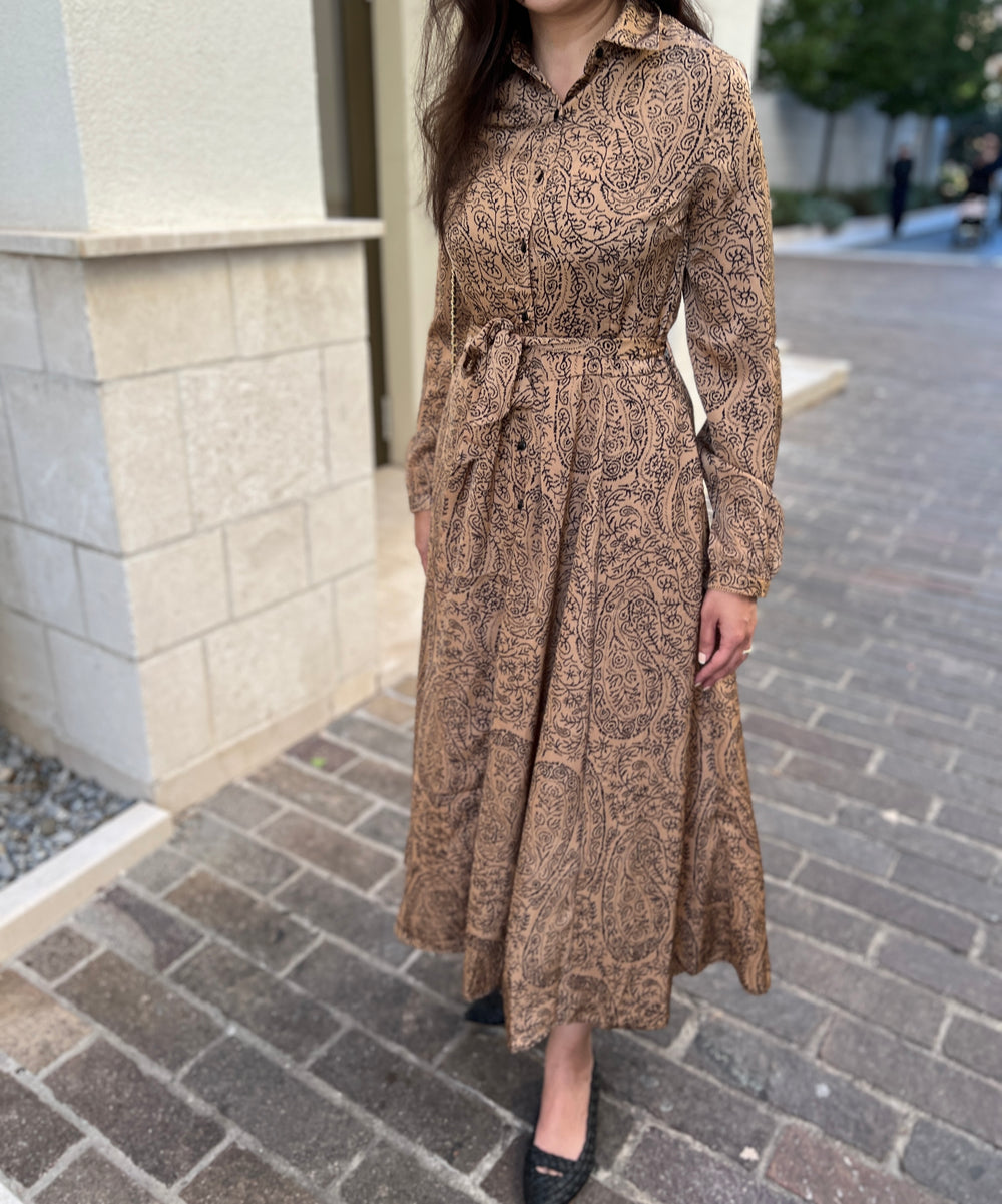 Gold Beige Maxi Dress with pockets