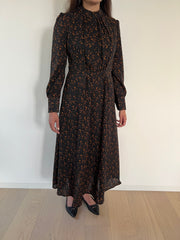 Black and Brown Pleated Maxi Dress