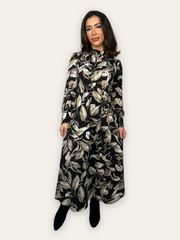 Printed Floral Pleated Maxi Dress