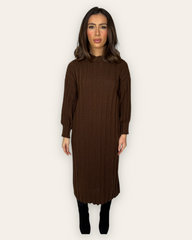 Brown Knit Long Jumper Dress