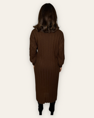 Brown Knit Long Jumper Dress