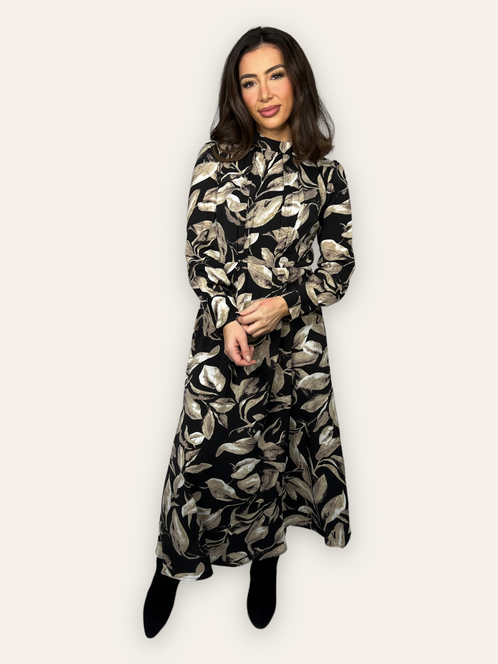 Printed Floral Pleated Maxi Dress