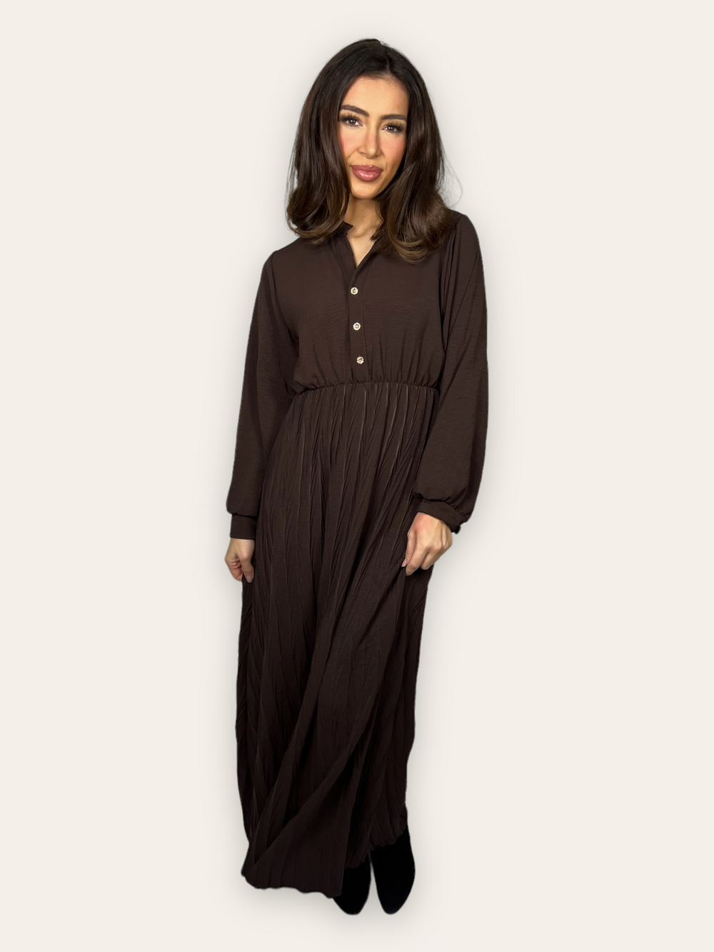 Chocolate textured long sleeve Maxi dress
