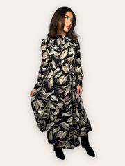 Printed Floral Pleated Maxi Dress