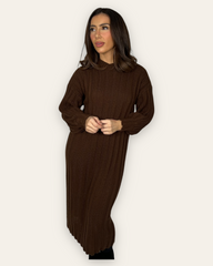 Brown Knit Long Jumper Dress
