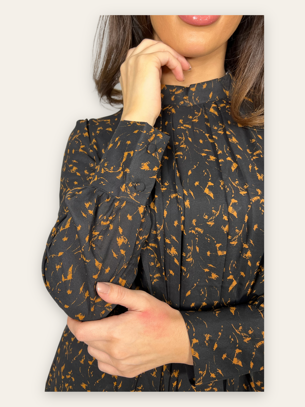 Black and Brown Pleated Maxi Dress