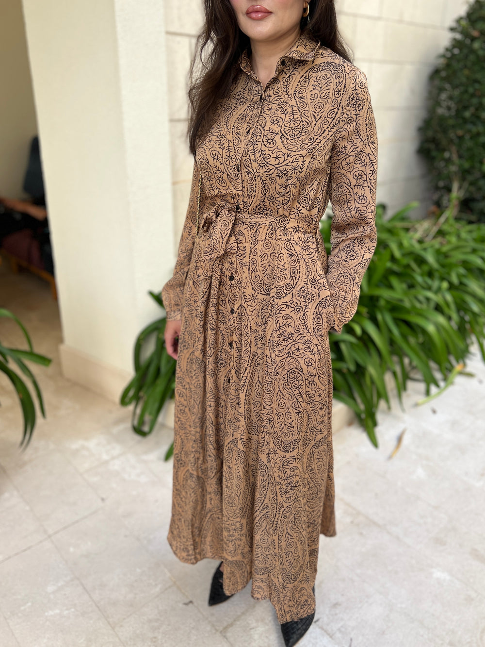 Gold Beige Maxi Dress with pockets