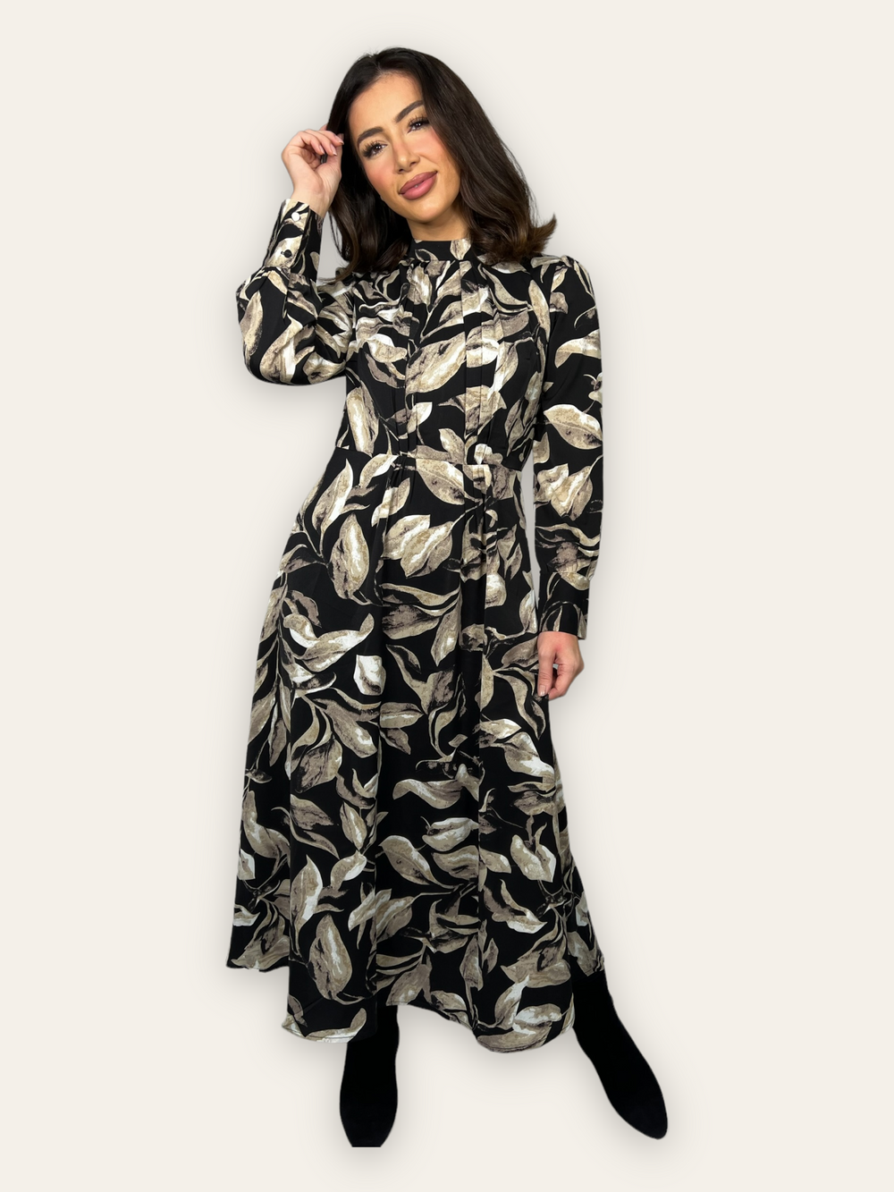 Printed Floral Pleated Maxi Dress