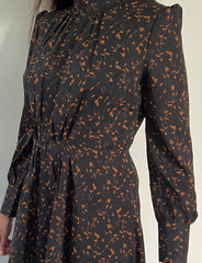 Black and Brown Pleated Maxi Dress